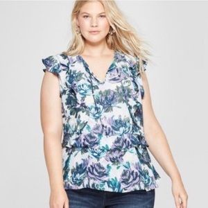Ava Viv Floral Peplum Top